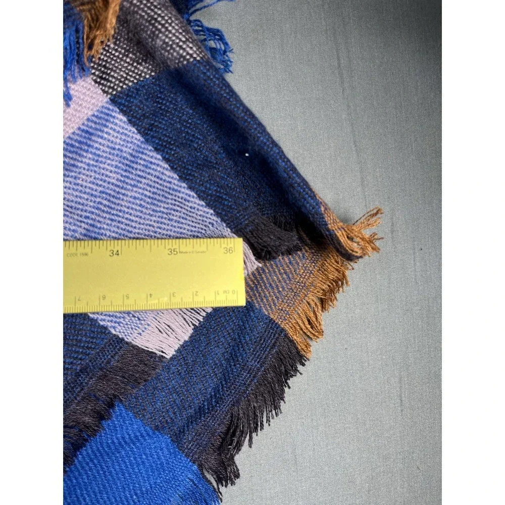 Sonoma Plaid Poncho Wrap Brown Blue  Closure Brand New With Tags Sz O/S